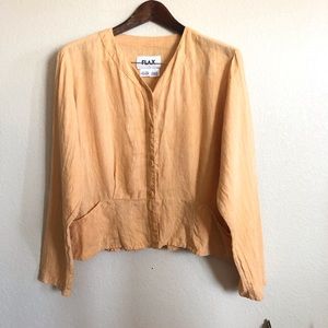 Flax II Crop Button Up Blouse Top